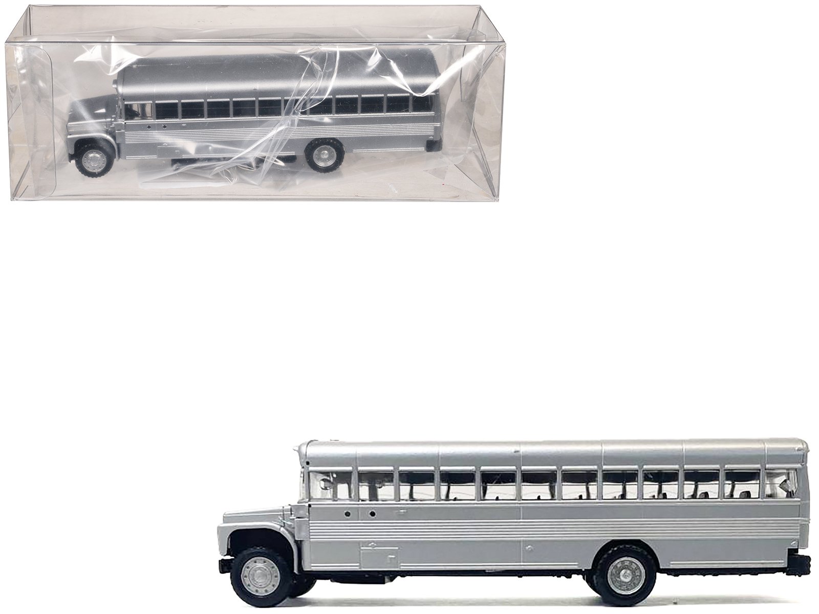 school bus silver metallic 1/87 (ho) plastic model by promotex school bus silver metallic 1/87 (ho) plastic model by promotex