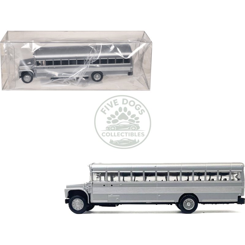 school bus silver metallic 1/87 (ho) plastic model by promotex