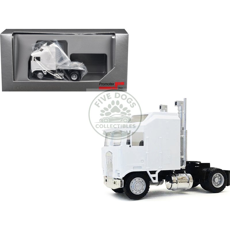 kenworth k100 single axle truck with 5 bar grill white 1/87 (ho) plastic model car by promotex