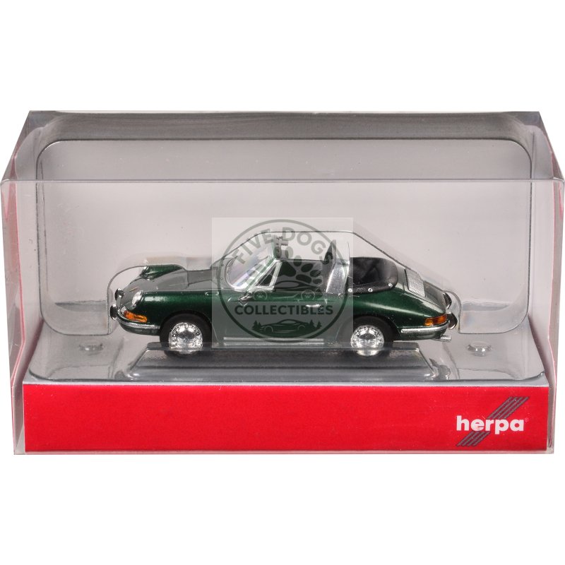 porsche 911 targa green metallic 1/87 (ho) plastic model car by promotex