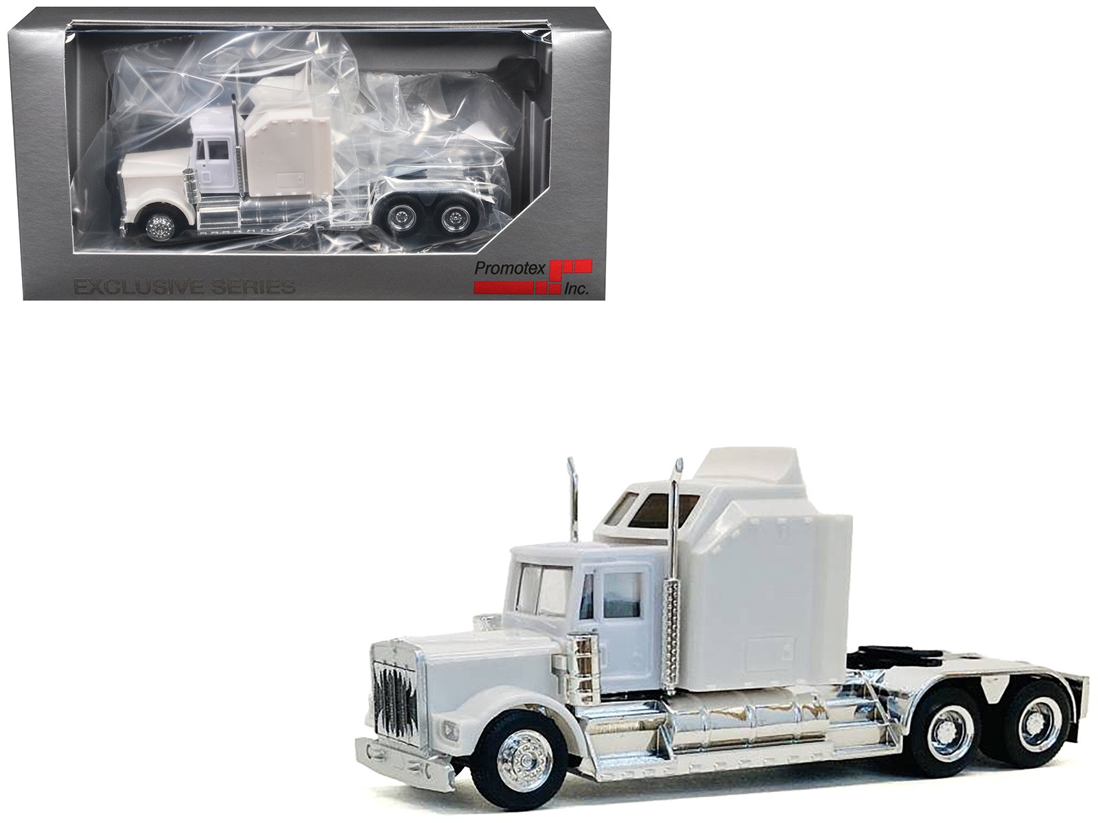 kenworth w900 with extra large sleeper white 1/87 (ho) plastic model car by promotex kenworth w900 with extra large sleeper white 1/87 (ho) plastic model car by promotex
