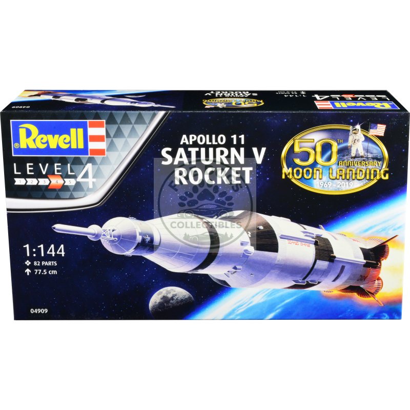 level 4 model kit apollo 11 saturn v rocket "50th anniversary moon landing" 1/144 scale model by revell