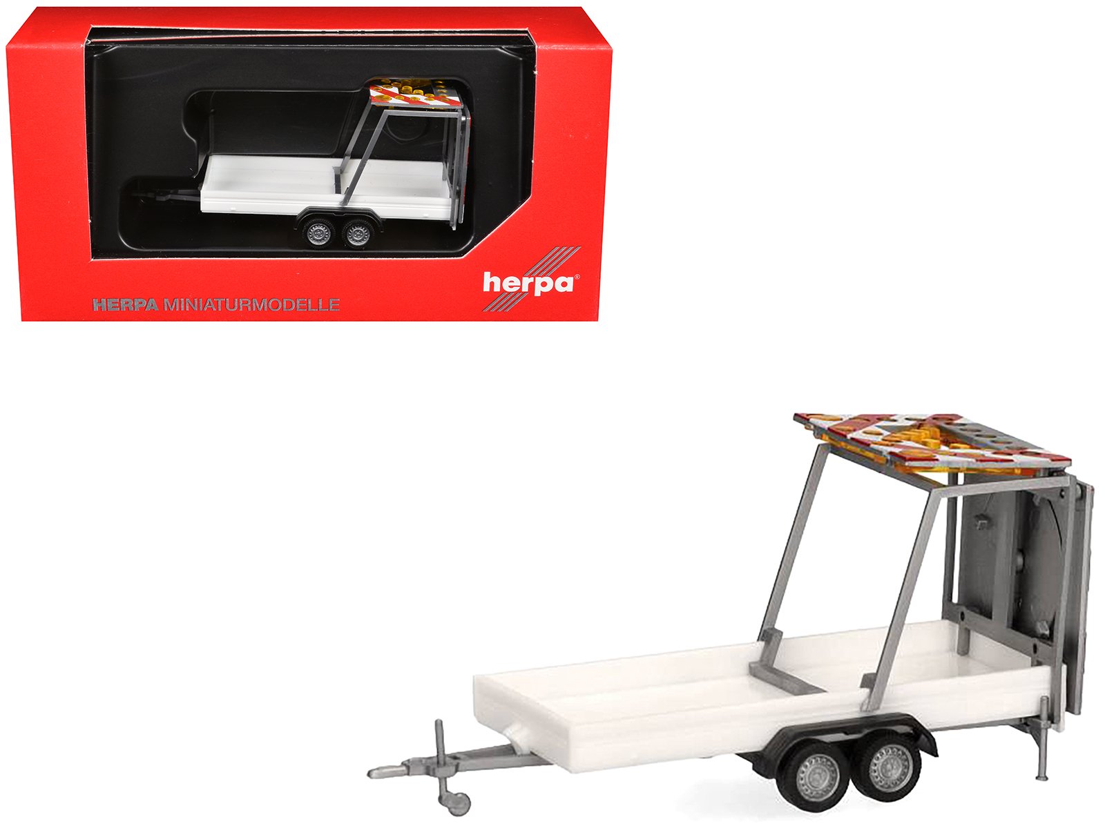 road maintenance trailer white with striped top 1/87 (ho) plastic model by promotex road maintenance trailer white with striped top 1/87 (ho) plastic model by promotex