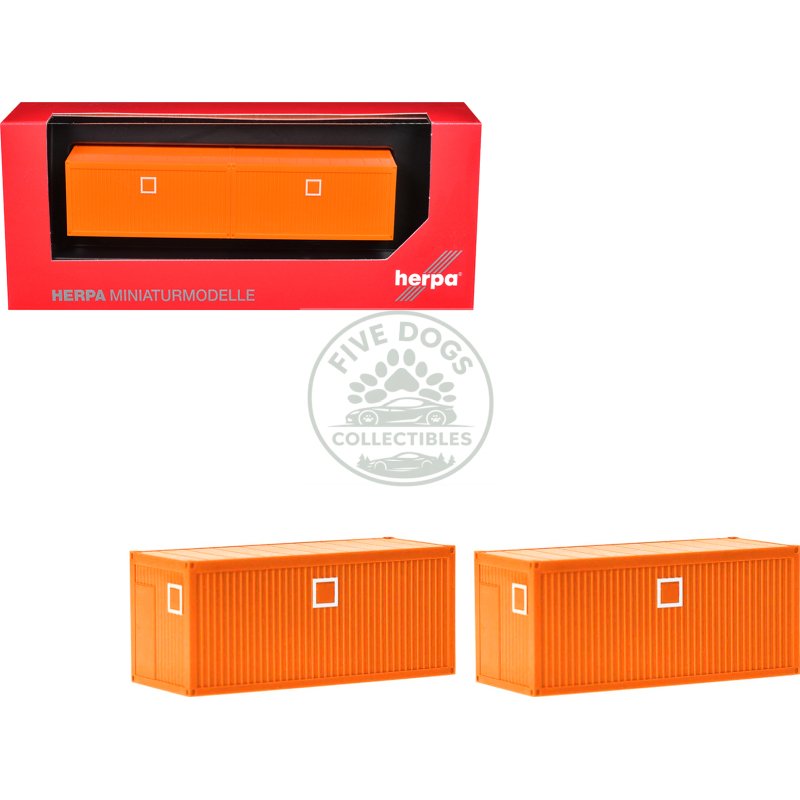 mobile offices orange set of 2 pieces 1/87 (ho) plastic model by herpa