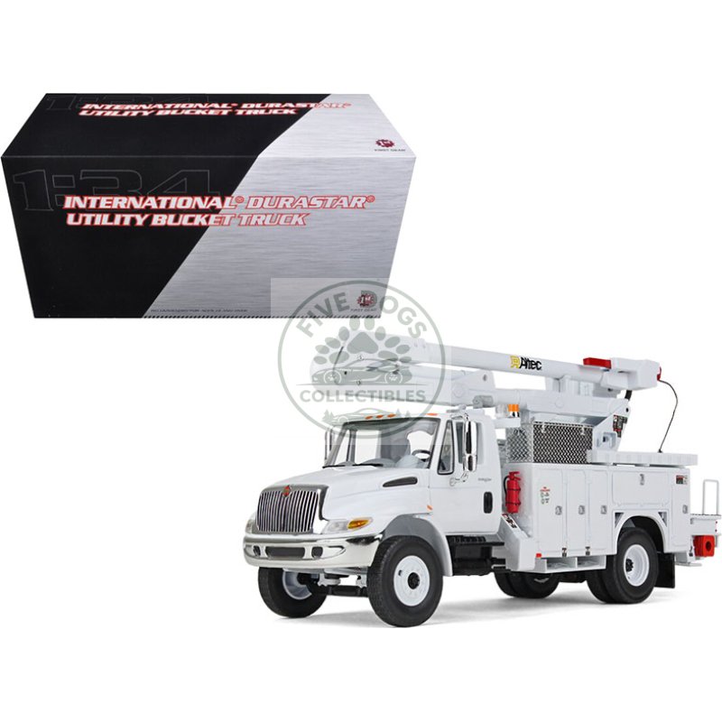 international durastar utility bucket truck "altec" white 1/34 diecast model by first gear