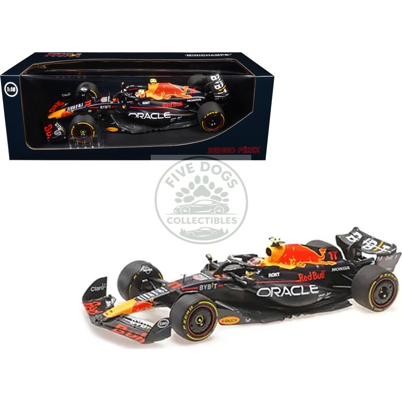 red bull racing rb19 #11 sergio perez "oracle" 2nd place f1 formula one "italian gp" (2023) with driver limited edition to 108 pieces worldwide 1/18 diecast model car by minichamps