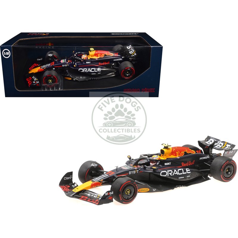 red bull racing rb20 #11 sergio perez "oracle" 2nd place f1 formula one "bahrain gp" (2024) with driver limited edition to 180 pieces worldwide 1/18 diecast model car by minichamps