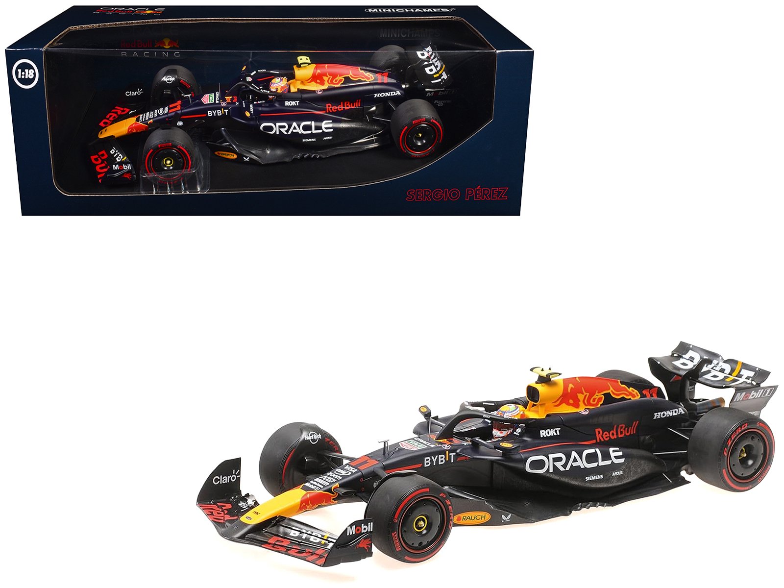 red bull racing rb20 #11 sergio perez "oracle" 2nd place f1 formula one "bahrain gp" (2024) with driver limited edition to 180 pieces worldwide 1/18 diecast model car by minichamps red bull racing rb20 #11 sergio perez "oracle" 2nd place f1 formula one "bahrain gp" (2024) with driver limited edition to 180 pieces worldwide 1/18 diecast model car by minichamps