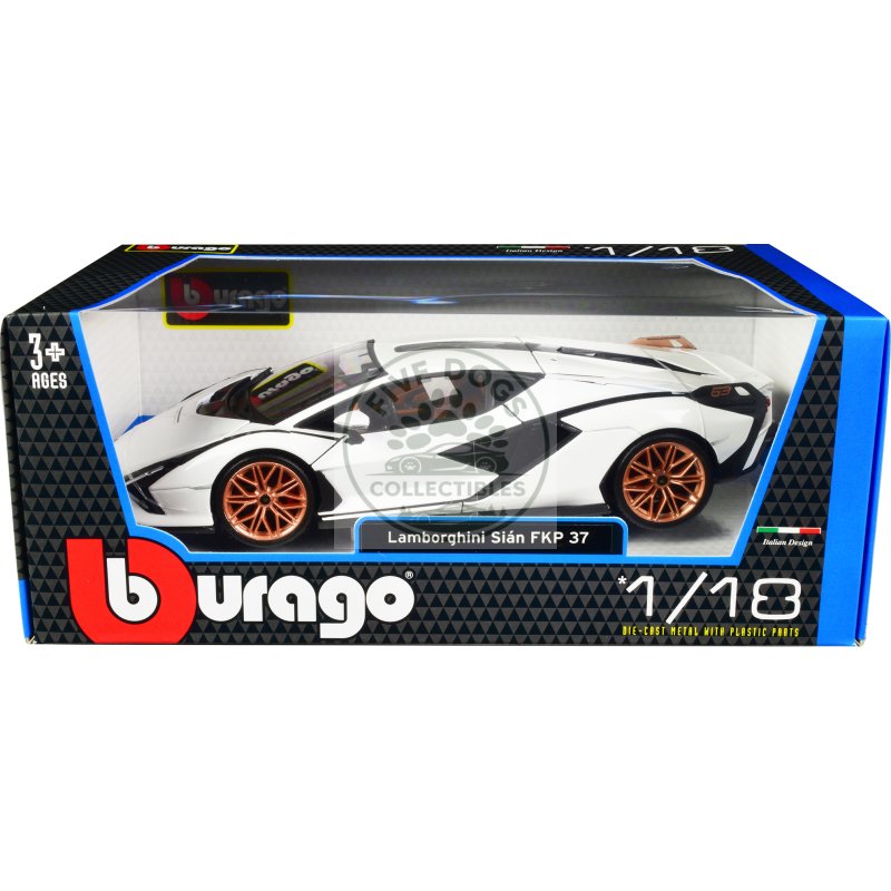lamborghini sian fkp 37 white with copper wheels 1/18 diecast model car by bburago