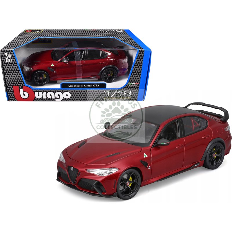 alfa romeo giulia gta red metallic with carbon top 1/18 diecast model car by bburago