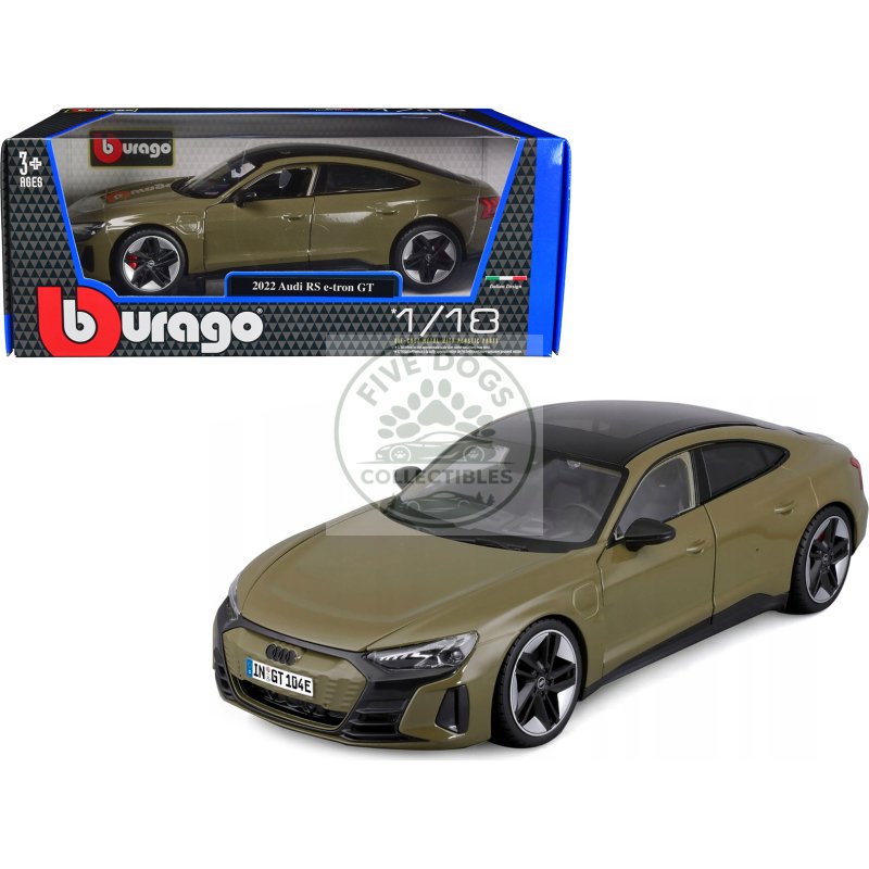 2022 audi rs e tron gt dark green with sunroof 1/18 diecast model car by bburago