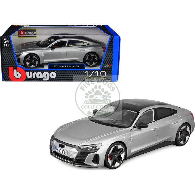 2022 audi rs e tron gt silver metallic with sunroof 1/18 diecast model car by bburago