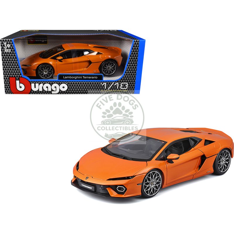 lamborghini temerario orange metallic 1/18 diecast model car by bburago