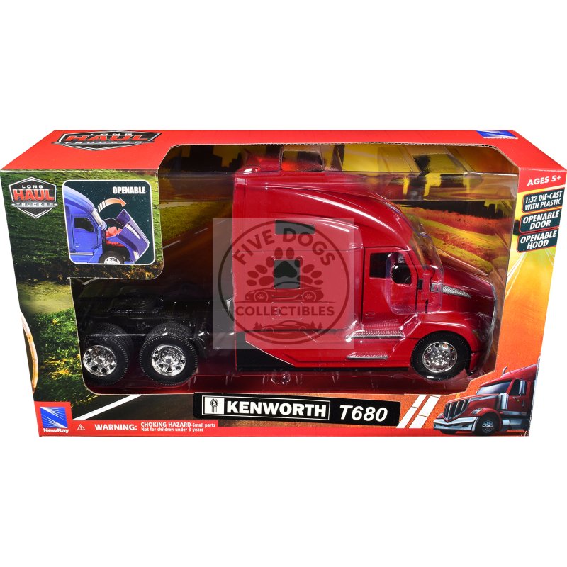 kenworth t680 truck tractor red "long haul truckers" series 1/32 diecast model by new ray