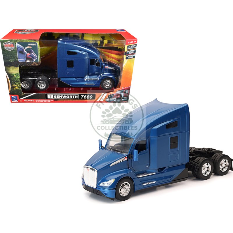 kenworth t680 truck tractor blue metallic "long haul truckers" series 1/32 diecast model by new ray