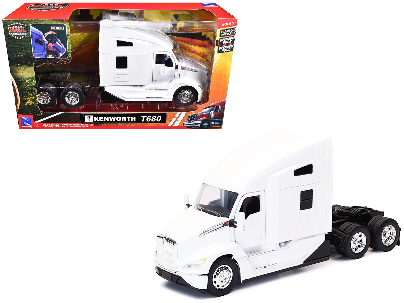 kenworth t680 truck tractor white "long haul truckers" series 1/32 diecast model by new ray kenworth t680 truck tractor white "long haul truckers" series 1/32 diecast model by new ray