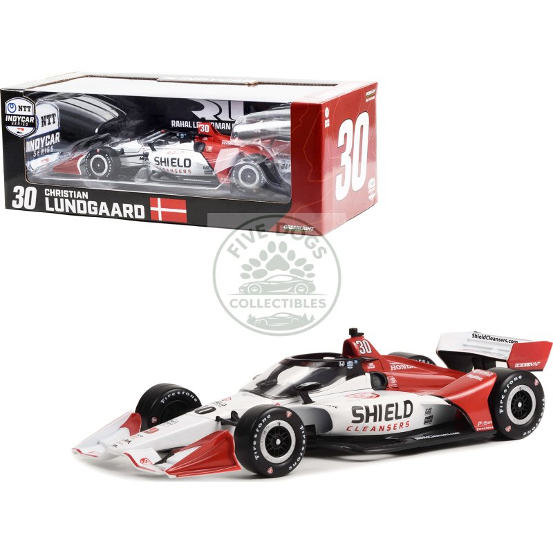 dallara indycar #30 christian lundgaard "shield cleansers" rahal letterman lanigan racing (road course configuration) "ntt indycar series" (2022) 1/18 diecast model car by greenlight