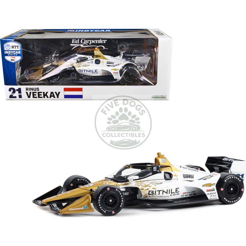 dallara indycar #21 rinus veekay "bitnile" ed carpenter racing (road course configuration) "ntt indycar series" (2023) 1/18 diecast model car by greenlight