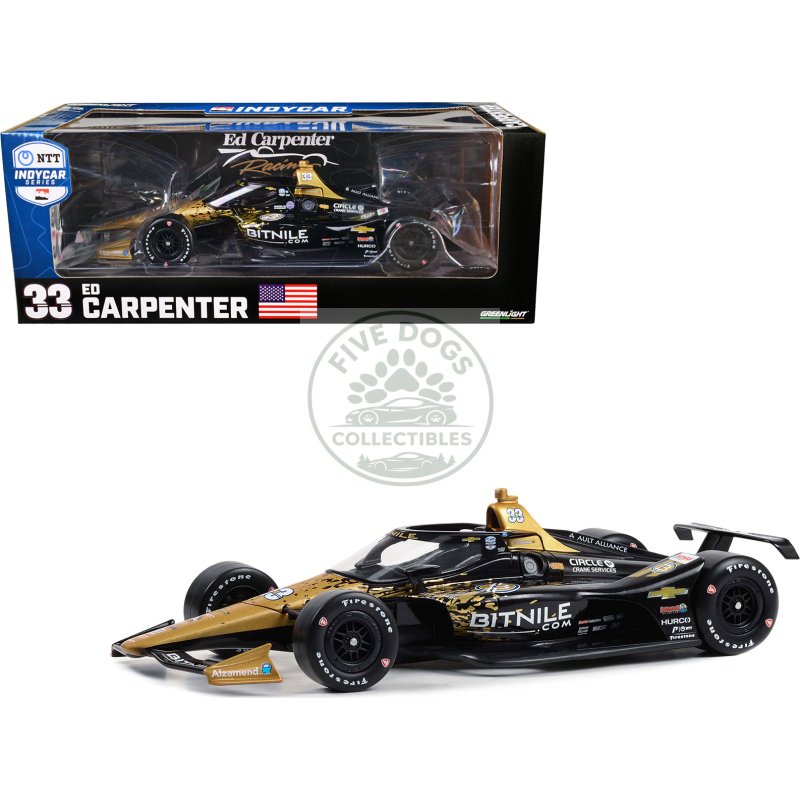 dallara indycar #33 ed carpenter "bitnile" ed carpenter racing "ntt indycar series" (2023) 1/18 diecast model car by greenlight