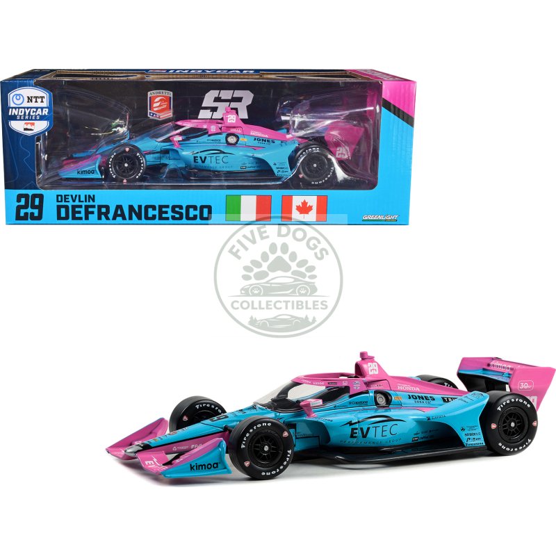 dallara indycar #29 devlin defrancesco "evtec performance group" andretti steinbrenner autosport (road course configuration) "ntt indycar series" (2023) 1/18 diecast model car by greenlight