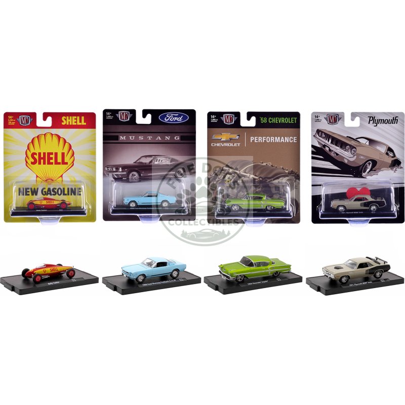 "auto drivers" set of 4 pieces in blister packs release 117 limited edition to 7000 pieces worldwide 1/64 diecast model cars by m2 machines