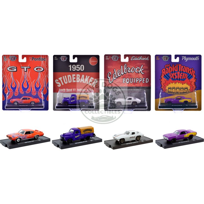 "auto drivers" set of 4 pieces in blister packs release 123 limited edition to 9600 pieces worldwide 1/64 diecast model cars by m2 machines