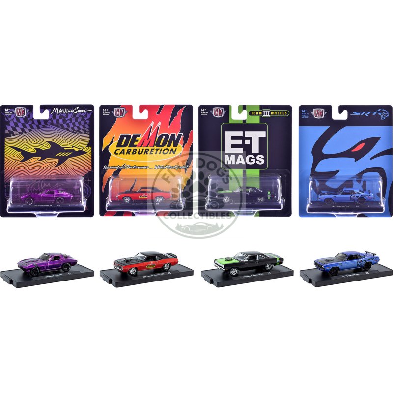 "auto drivers" set of 4 pieces in blister packs release 128 limited edition to 9600 pieces worldwide 1/64 diecast model cars by m2 machines