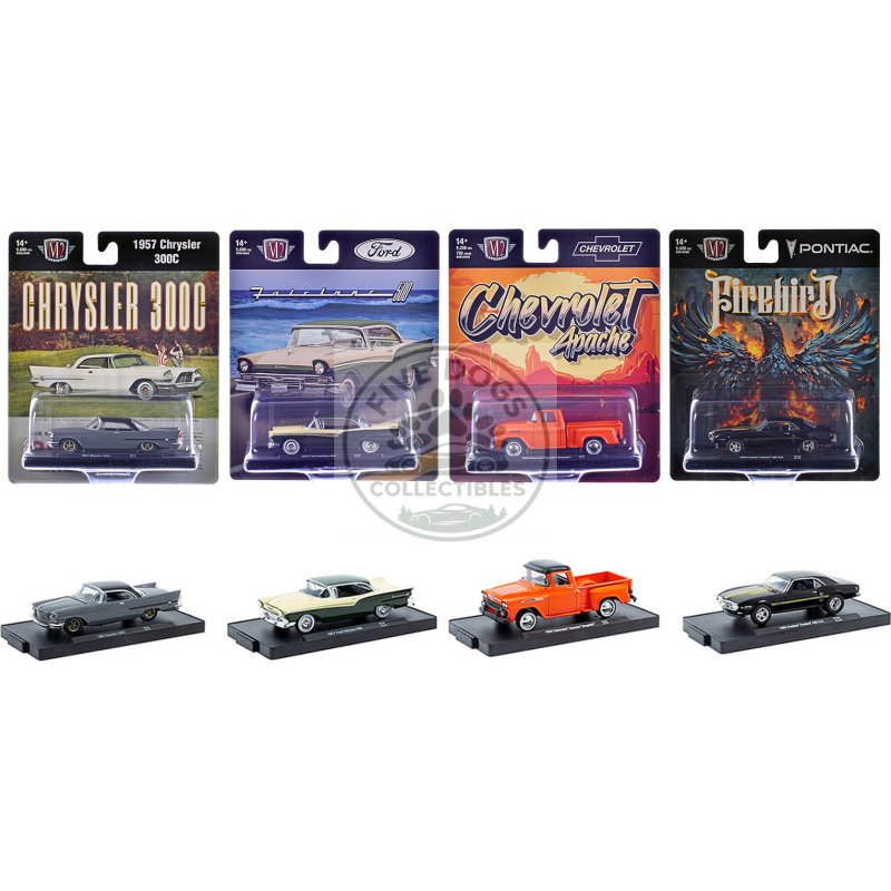 "auto drivers" set of 4 pieces in blister packs release 130 limited edition to 9600 pieces worldwide 1/64 diecast model cars by m2 machines