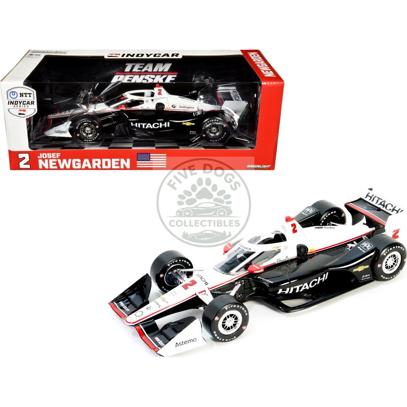 dallara indycar #2 josef newgarden "hitachi" team penske (road course configuration) "ntt indycar series" (2024) 1/18 diecast model car by greenlight