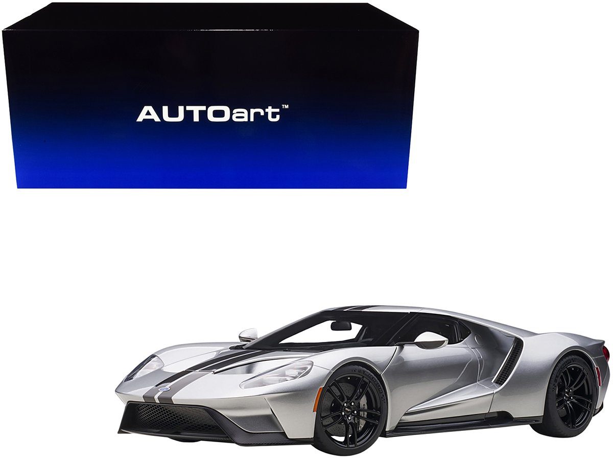 2017 ford gt ingot silver metallic with black stripes 1/12 model car by autoart 2017 ford gt ingot silver metallic with black stripes 1/12 model car by autoart
