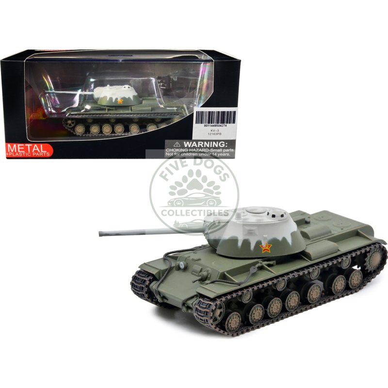 soviet kliment voroshilov kv 3 heavy tank winter camouflage 1/72 diecast model by panzerkampf