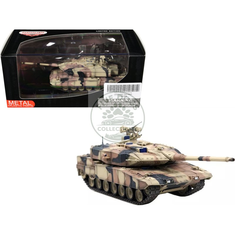 leopard 2 a7+ main battle tank "desert camouflage" german army "armor premium" series 1/72 diecast model by panzerkampf