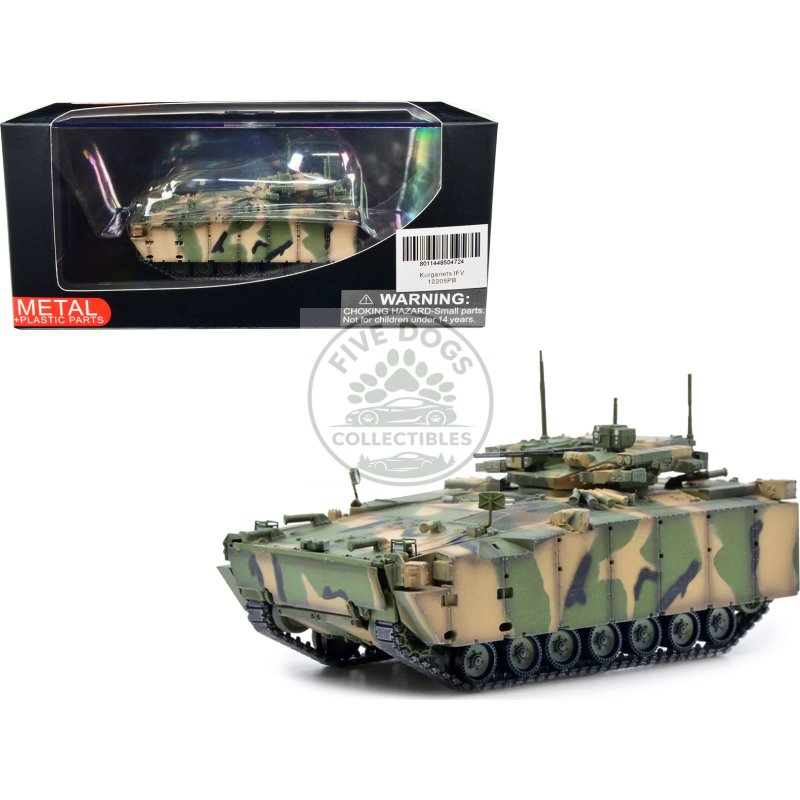 russian (object 695) kurganets 25 infantry fighting vehicle with four kornet em guided missiles camouflage 1/72 diecast model by panzerkampf