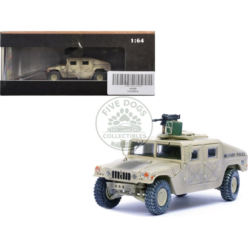 m988 modern 4×4 utility vehicle with grenade launcher desert sand "military police 4th traffic platoon a company 92nd mp battalion 89th mp brigade ad daman saudi arabia gulf war" (1990) "military miniature" series 1/64 diecast model by panzerkampf