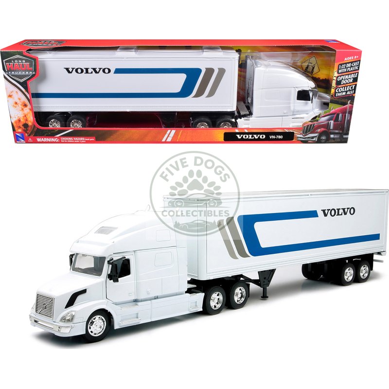 volvo vn 780 truck with dry van trailer white "long haul truckers" series 1/32 diecast model by new ray