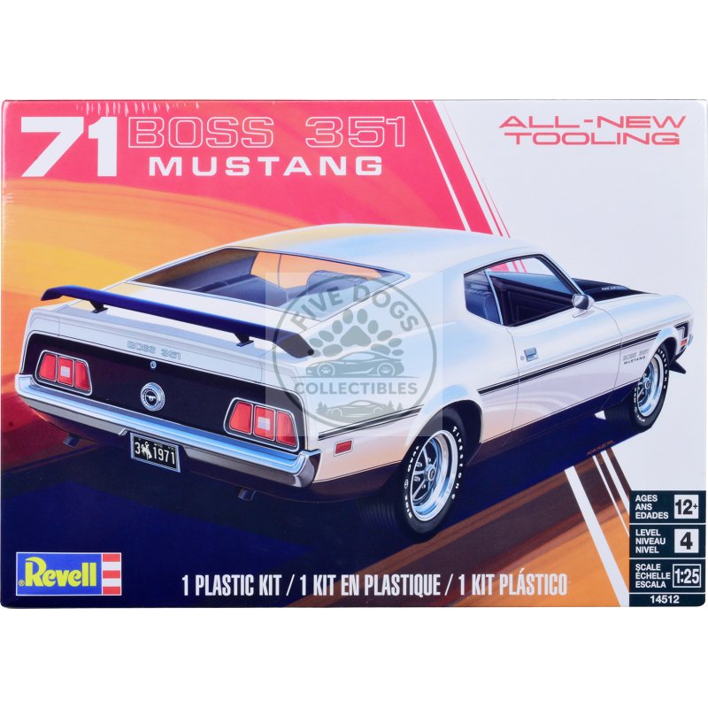 level 4 model kit 1971 ford mustang boss 351 1/25 scale model by revell