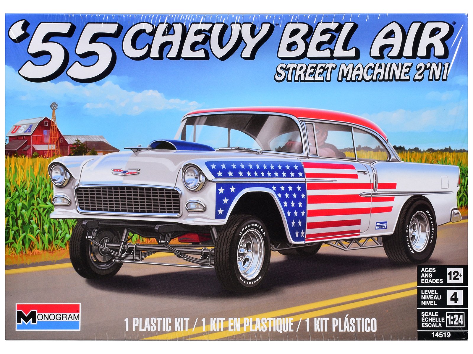 level 4 model kit 1955 chevrolet bel air street machine 2 in 1 kit 1/24 scale model by revell level 4 model kit 1955 chevrolet bel air street machine 2 in 1 kit 1/24 scale model by revell
