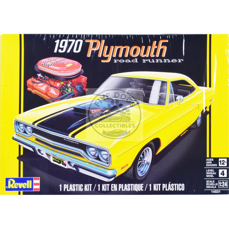 level 4 model kit 1970 plymouth road runner 1/24 scale model by revell