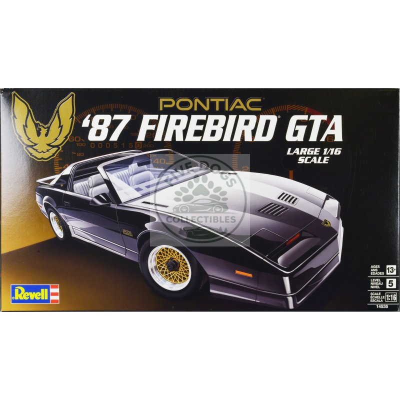 level 5 model kit 1987 pontiac firebird gta 1/16 scale model by revell