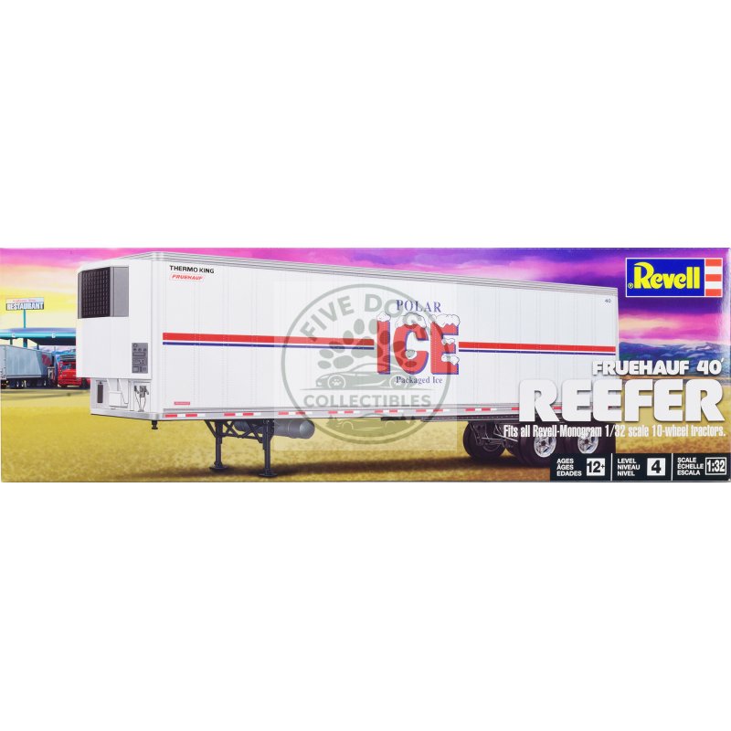 level 4 model kit fruehauf 40' refrigerated trailer "polar ice" 1/32 scale model by revell