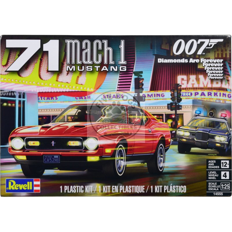 level 4 model kit 1971 ford mustang mach 1 james bond 007 "diamonds are forever" (1971) movie 1/25 scale model by revell