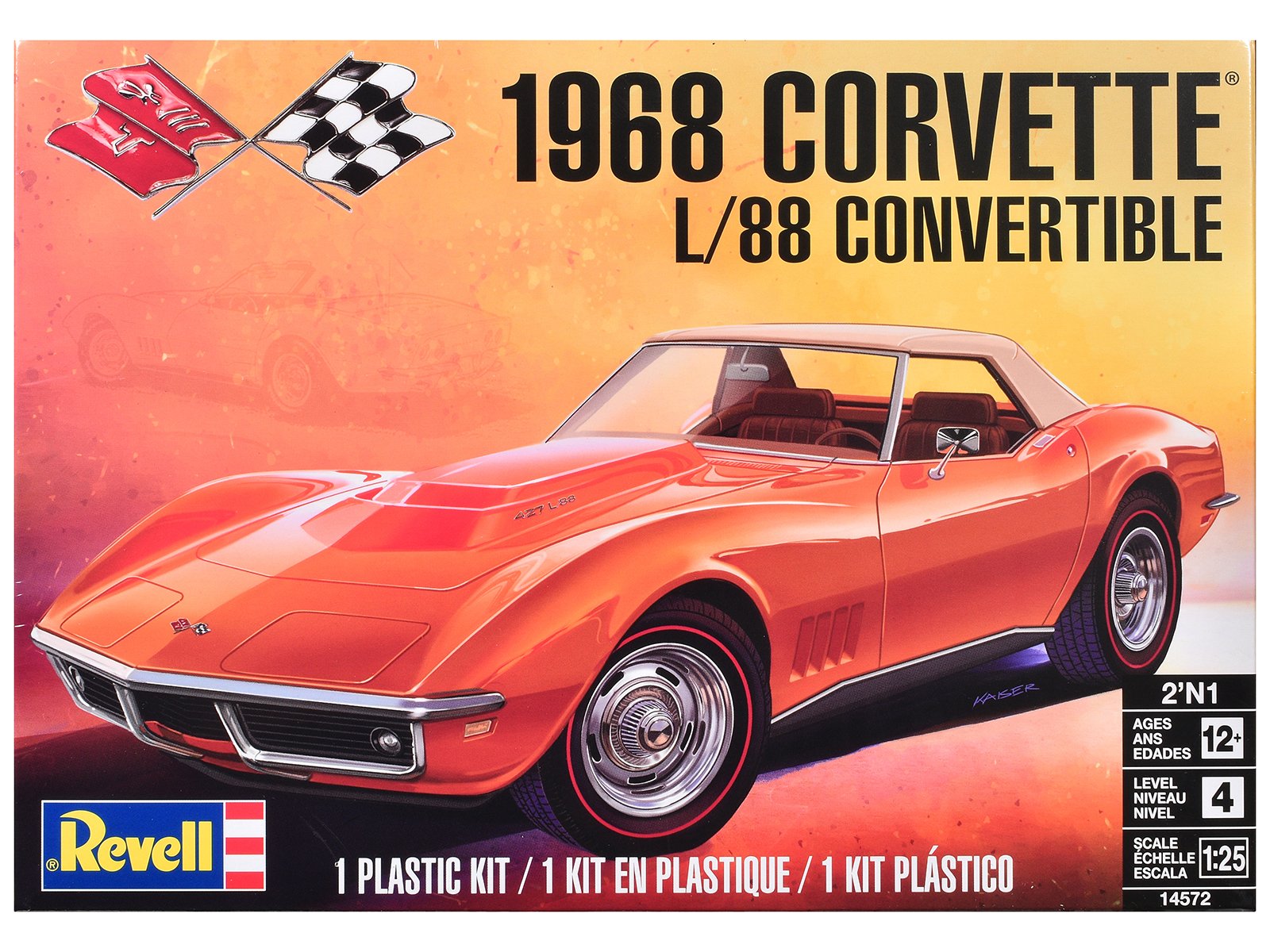 level 4 model kit 1968 chevrolet corvette l/88 convertible 2 in 1 1/25 scale model by revell level 4 model kit 1968 chevrolet corvette l/88 convertible 2 in 1 1/25 scale model by revell