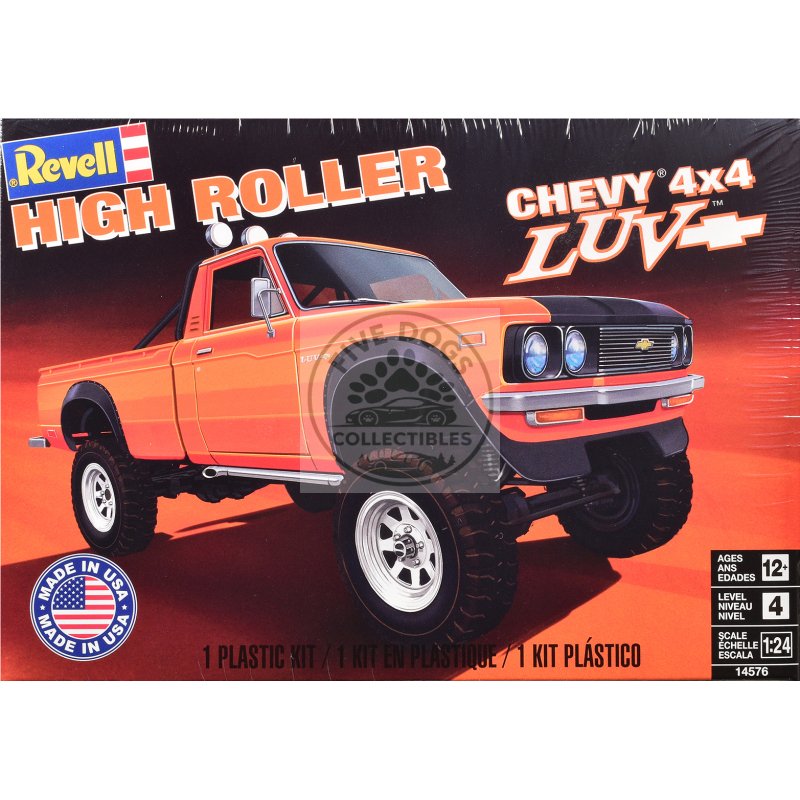 level 4 model kit chevrolet luv 4x4 pickup truck "high roller" 1/24 scale model by revell