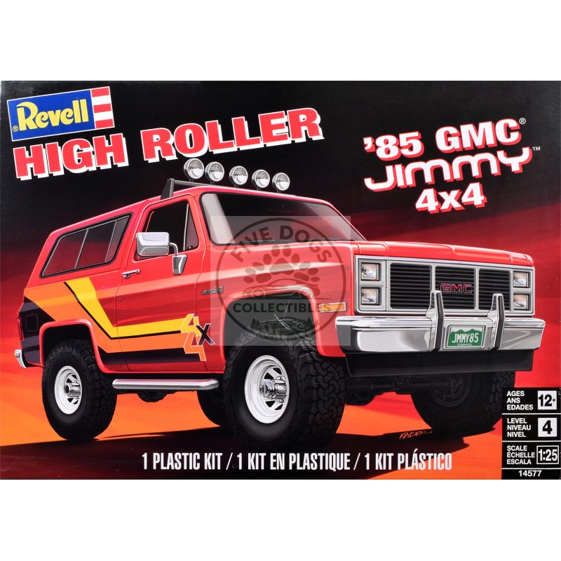 level 4 model kit 1985 gmc jimmy 4x4 "high roller" 1/25 scale model by revell