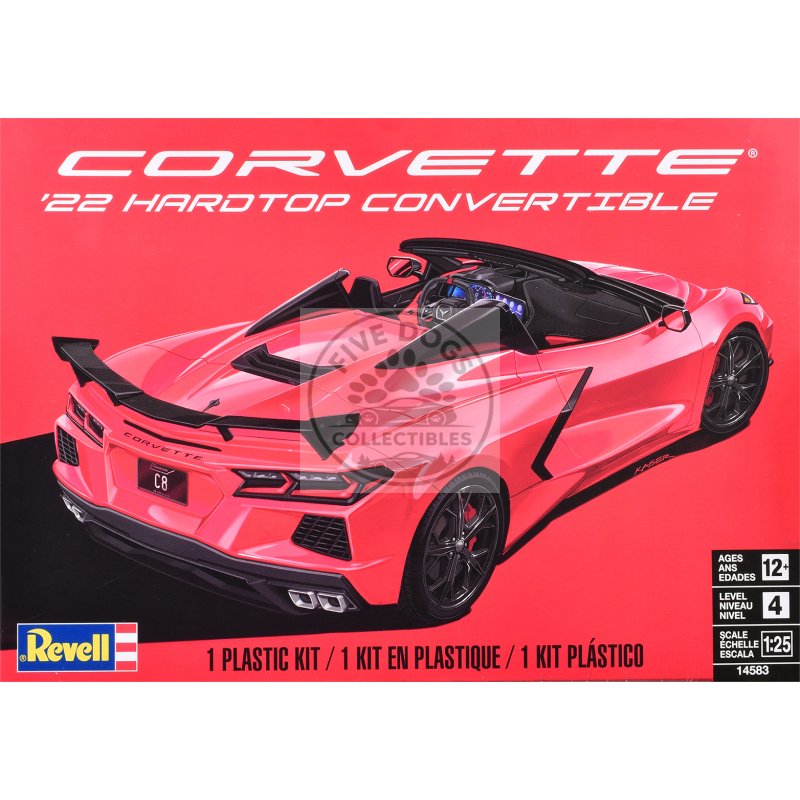 level 4 model kit 2022 chevrolet corvette c8 hardtop convertible 1/25 scale model by revell