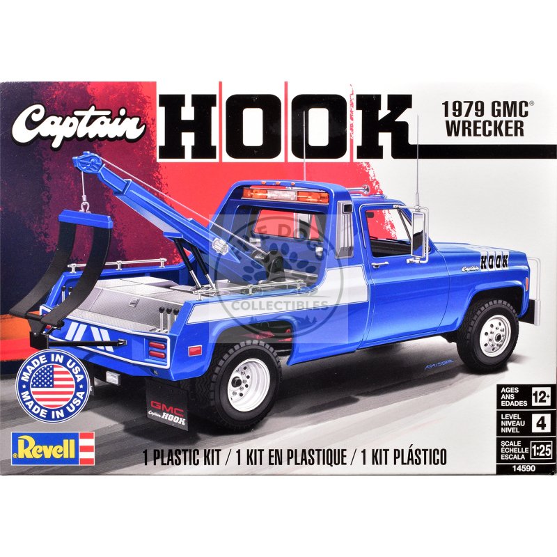 level 4 model kit 1979 gmc wrecker tow truck "captain hook" 1/25 scale model by revell