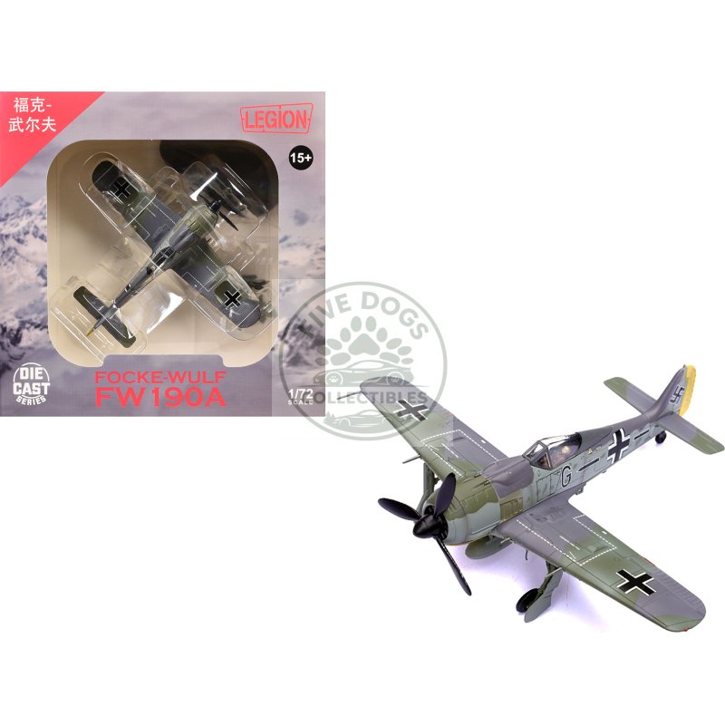 focke wulf fw 190a aircraft "14 victory ace hauptmann wilhelm gath stab/jg 26 schlageter france" (1942) german luftwaffe 1/72 diecast model airplane by legion