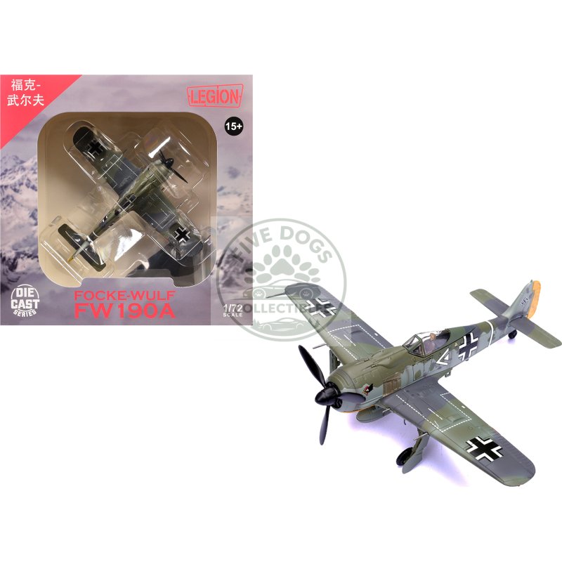 focke wulf fw 190a aircraft "108 victory ace hauptmann hans 'assi' hahn gruppenkommandeur iii./jg 2 richthofen france" (1942) german luftwaffe 1/72 diecast model airplane by legion