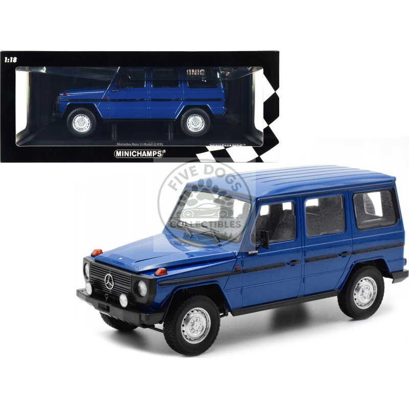 1980 mercedes benz g model (lwb) dark blue with black stripes limited edition to 402 pieces worldwide 1/18 diecast model car by minichamps
