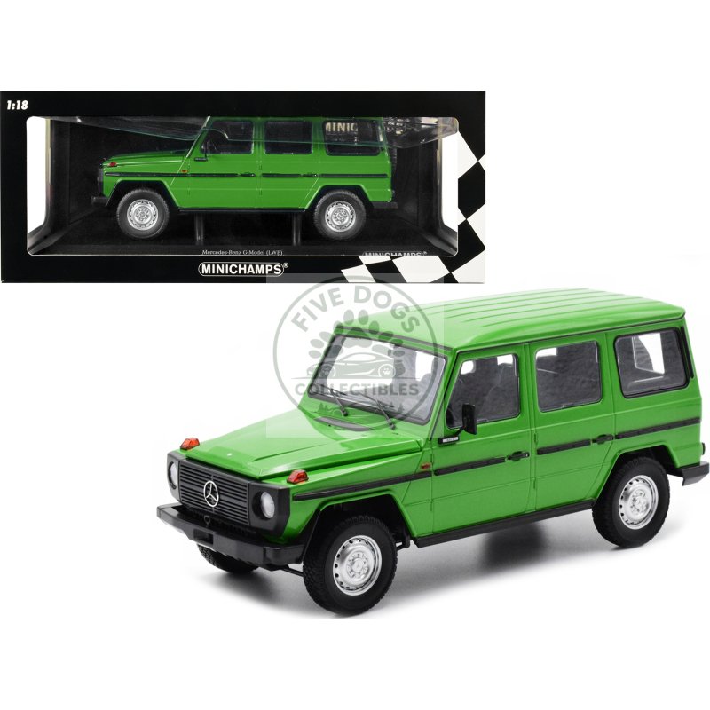 1980 mercedes benz g model (lwb) green with black stripes limited edition to 402 pieces worldwide 1/18 diecast model car by minichamps